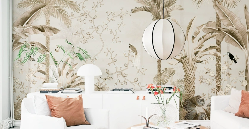 Mural forest with beige themed